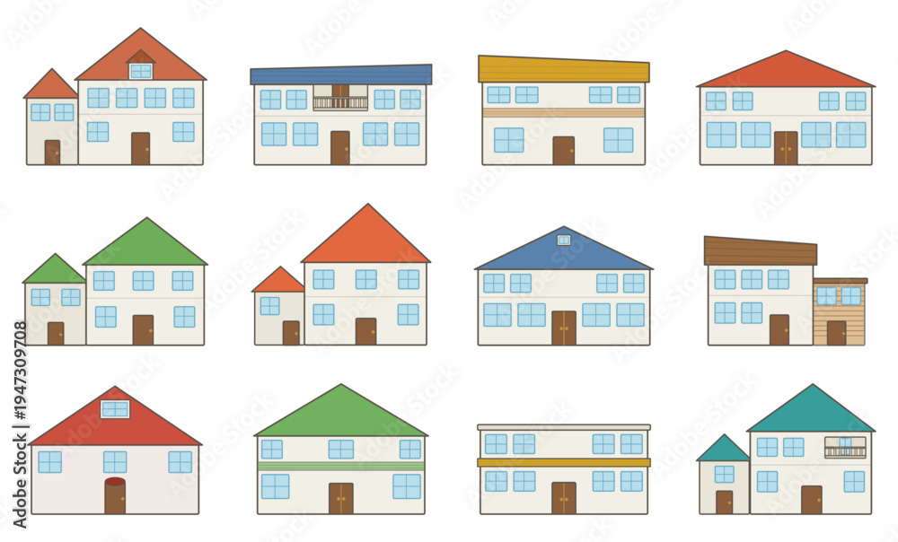 Fototapeta premium Colored set of house icons
