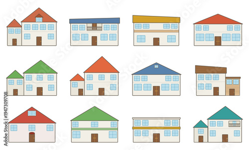 Colored set of house icons