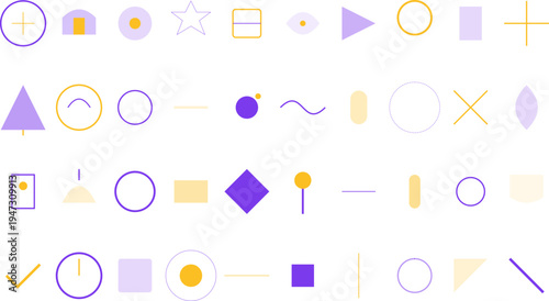Modern Abstract Geometric Shapes Minimalistic UI UX Vector Icon Set