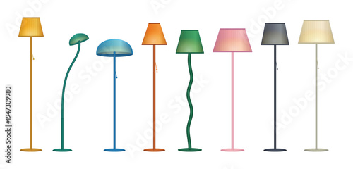 Set of modern floor lamps