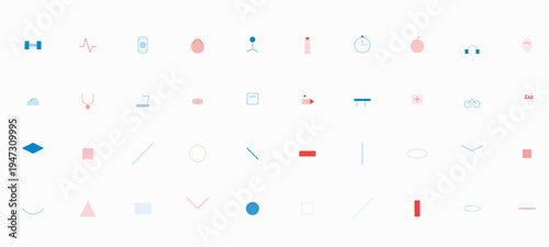 Modern Minimalist Flat Line Icons Collection. UI/UX Design Elements.