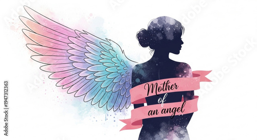 A beautiful vector illustration of a mother with angel wings
