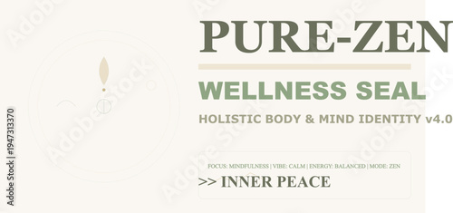 Pure Zen Wellness Seal Holistic Body Mind Identity Typography Graphic Design Concept