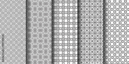 Elegant black and white geometric patterns for stylish design projects.