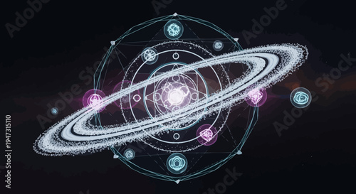 Cosmic Geometry and Nebula: Sci-Fi Space Abstract