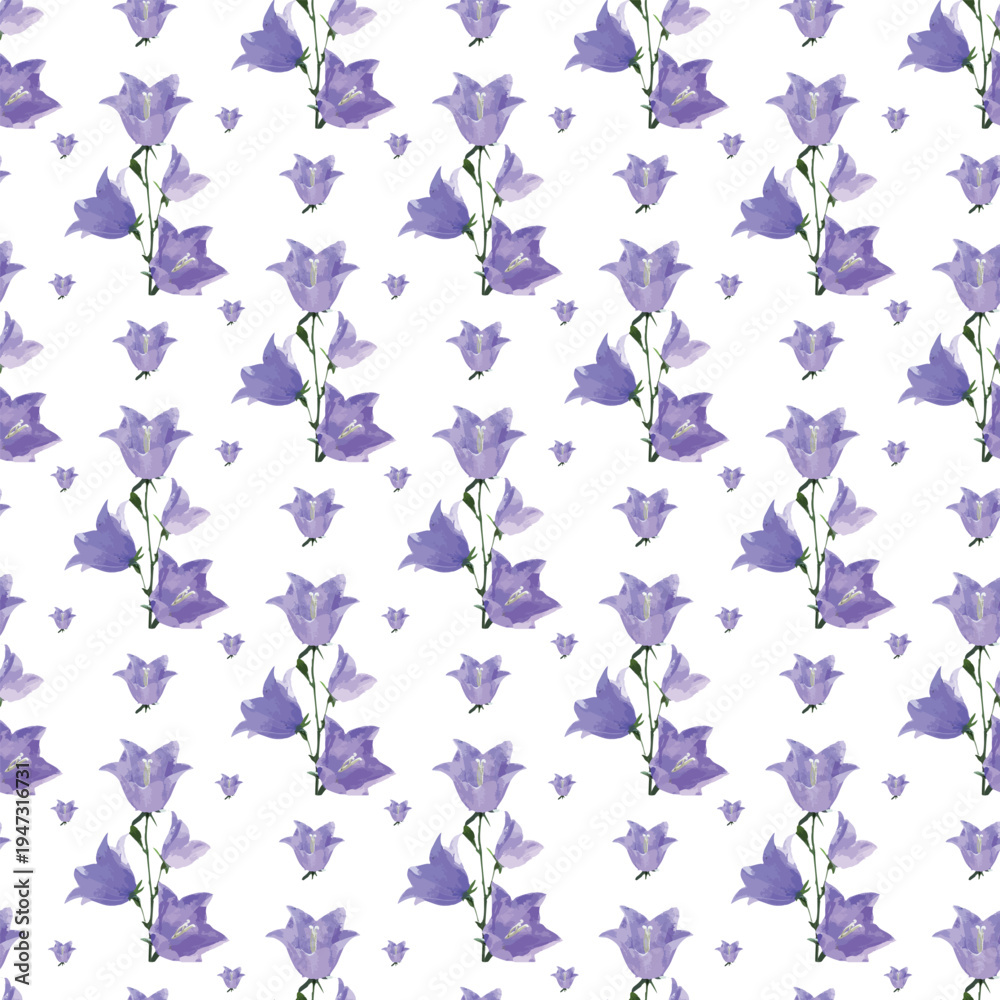 Fototapeta premium Elegant seamless pattern featuring delicate lavender flowers on a white background.