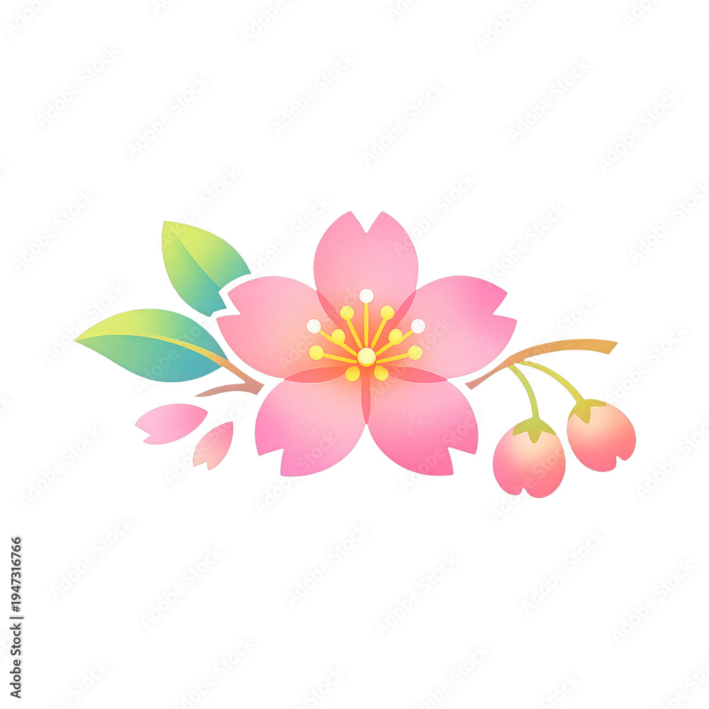 Fototapeta premium PNG Delicate cherry blossom illustration