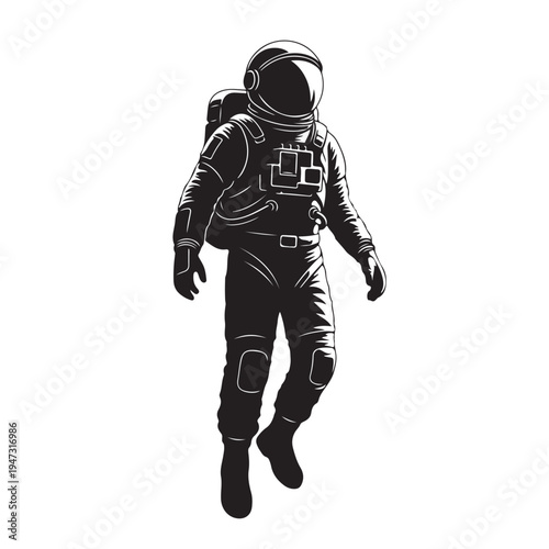 Astronaut Floating In Space Suit On White Background For Science And Technology Concepts