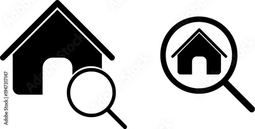 Home Search Icon Set, isolated on transparent background vector illustration 
