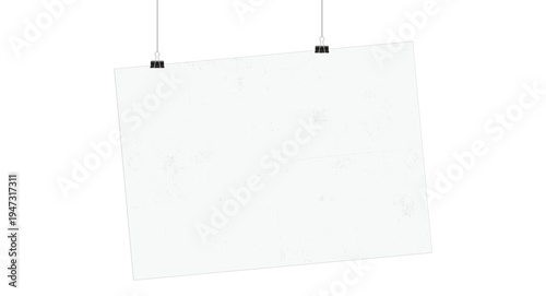 Tableau sur toile Blank white poster hanging up with clips mockup