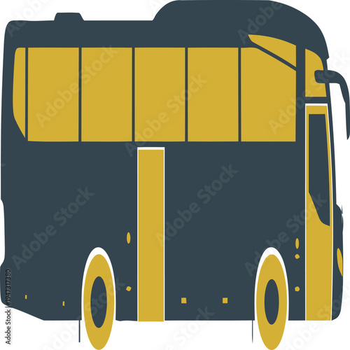 Vector illustration of a yellow and dark blue double decker bus with modern design