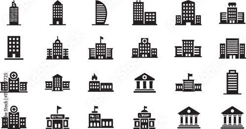 city building architecture icon set vector illustration