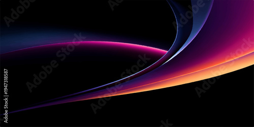 An abstract purple and blue wave design featuring glowing light lines and flowing curves that create a futuristic motion pattern for a bright energy backdrop