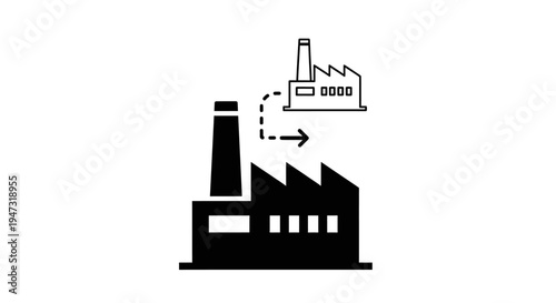 Industrial factory with smokestack emission.
