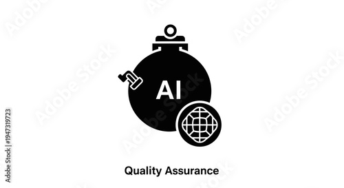 Quality assurance AI technology symbol.