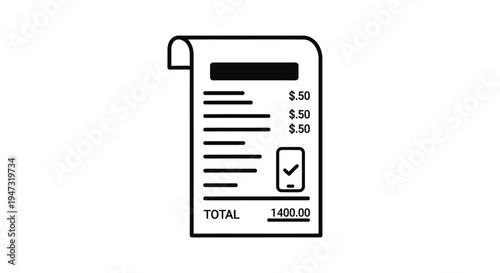 Receipt paper with total cost.
