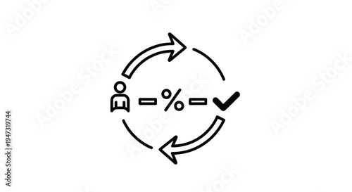 Recycling icon with human and check.