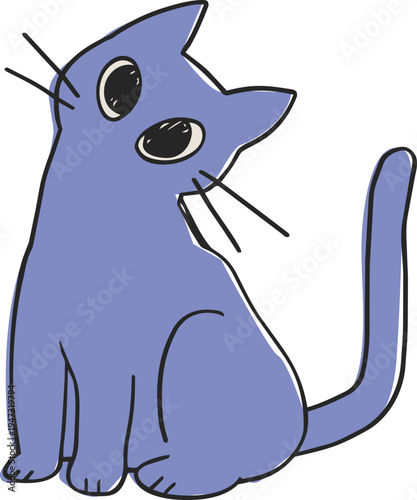 Funky Colorful Cat Trio Vector Illustration, Hand-Drawn Playful Feline Doodle Art, Quirky Multicolor Cartoon Cats Clipart