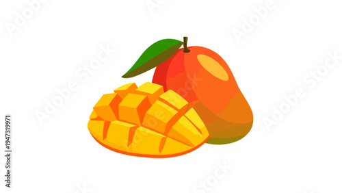 vector illustration of a mango on white background