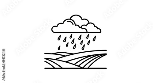 Rain Drops Falling From Cloudy Sky.