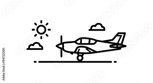 Small Airplane Flying in Sky.