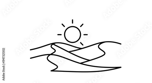 Simple Line Drawing of the Sun.