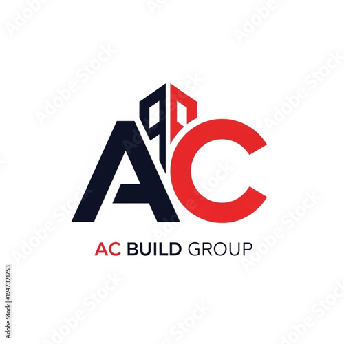 AC Build Group logo featuring stylized letters A and C with integrated building or architecture elements in red and dark blue on white.