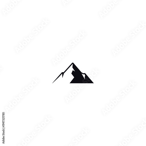 Minimalist Black Mountain Peak Vector Icon Illustration for Outdoor Adventure, Nature Exploration, and Hiking Logos or Web Design Elements