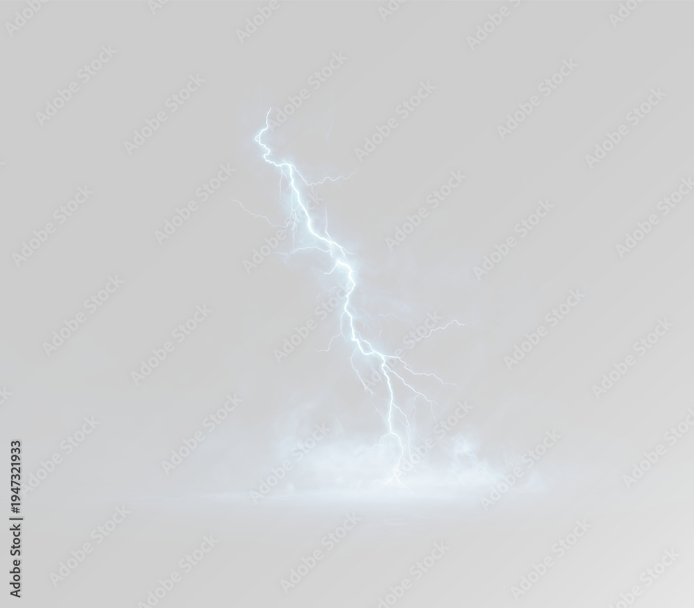 Φωτογραφία Lightning strike vertical electric discharge hitting ground with blue plasma ene