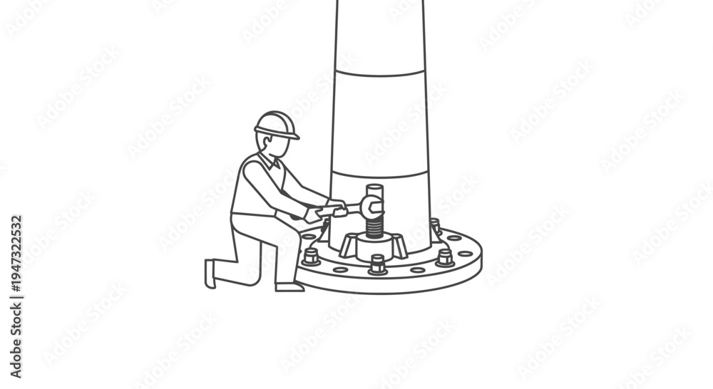 Obraz premium Man working on large industrial equipment.