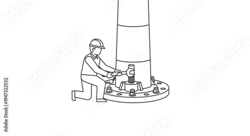 Man working on large industrial equipment.