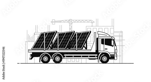 Large Truck with Solar Panels Loaded.