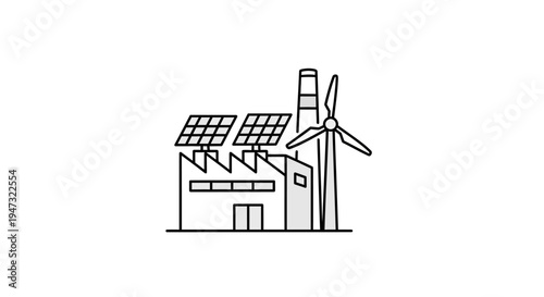 Sustainable energy factory with solar panels.