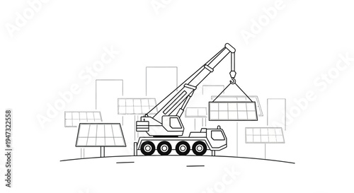 Large Construction Crane with Wheels.