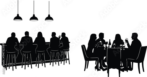 City park silhouette with wooden bench street lamps and trees for outdoor relaxation urban garden landscape design and public recreation area concept