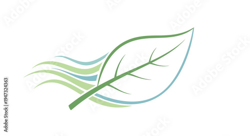 Green leaf with wavy lines.