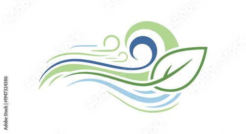 Eco friendly leaf wave logo design.