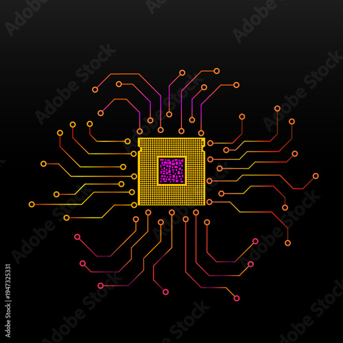 Cpu. Microprocessor. Microchip. Circuit board