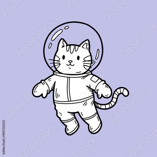 Astronaut Cat in Space Suit.