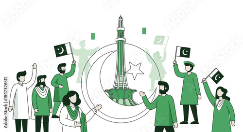 People holding Pakistani flags celebrating.