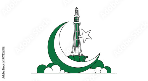 Pakistan National Monument Symbol Emblem.