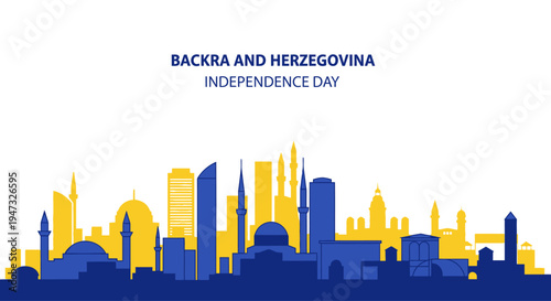 City skyline on Independence Day celebration.