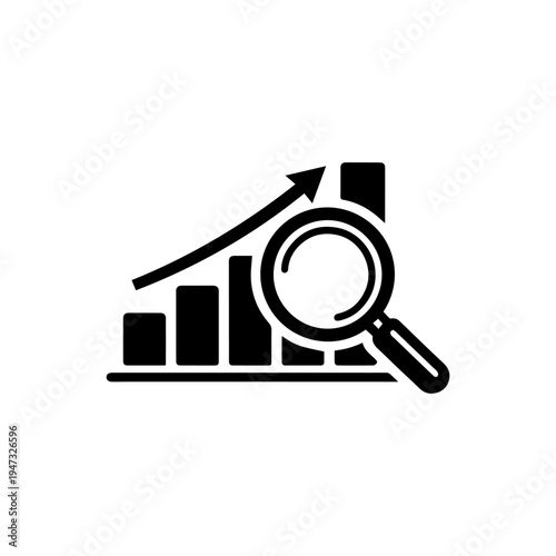 Magnifying glass with growth chart line icon vector isolated
Vector line icon on a white background