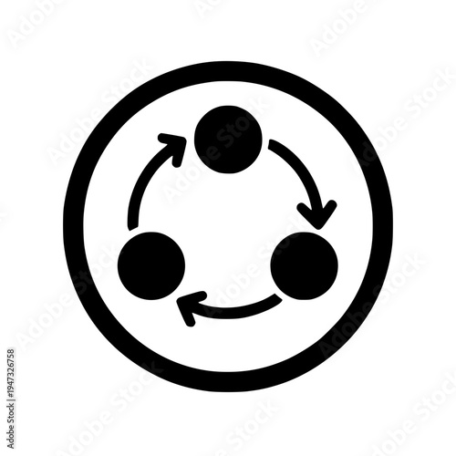 Process rotation arrows graphic mark black white icon 