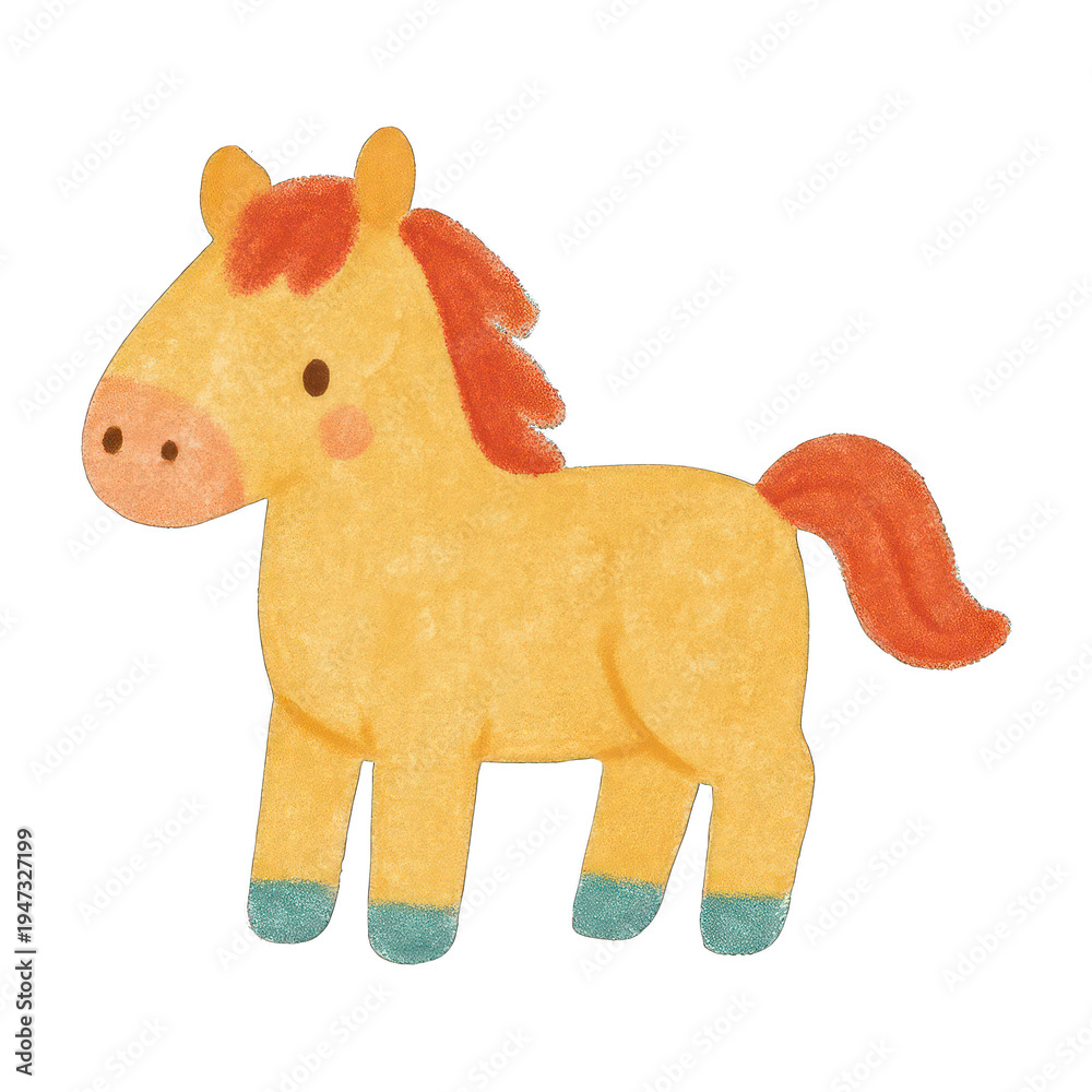 Obraz premium PNG Cute cartoon horse illustration.
