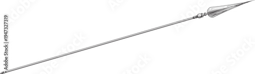 Ancient Greek dory spear weapon black line art illustration 