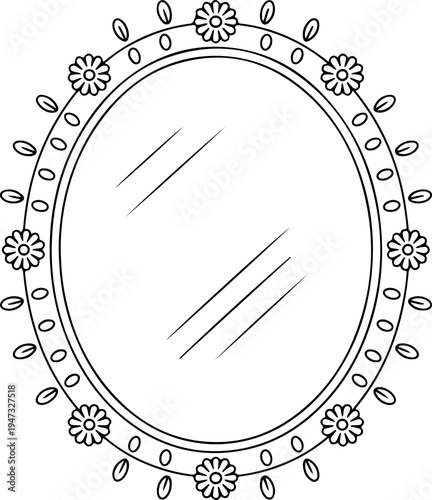 Oval frame with flowers and leaves