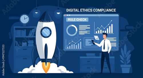 Digital Ethics Compliance Rocket Launching Business Growth.