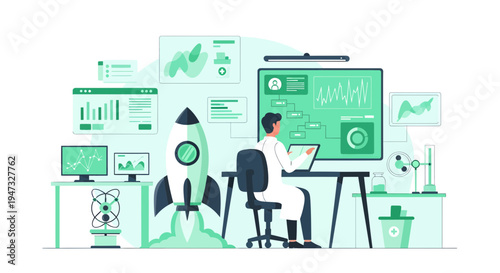 Scientist Working on Advanced Technology in Modern Laboratory.