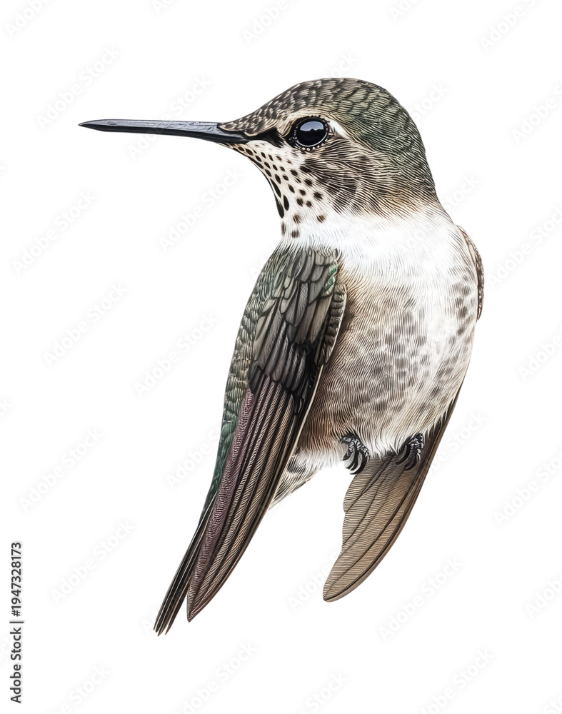 Obraz premium Detailed Illustration of a Hummingbird with Intricate Feather Patterns